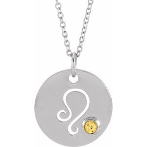 Sterling Silver Natural Citrine Leo Zodiac 16-18" Necklace Siddiqui Jewelers