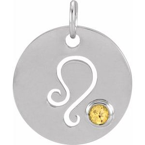 Sterling Silver Natural Citrine Leo Zodiac Pendant Siddiqui Jewelers