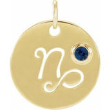 14K Yellow Natural Blue Sapphire Capricorn Zodiac Pendant Siddiqui Jewelers