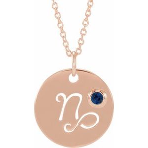 14K Rose Natural Blue Sapphire Capricorn Zodiac 16-18" Necklace Siddiqui Jewelers