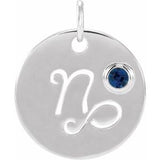 Sterling Silver Natural Blue Sapphire Capricorn Zodiac Pendant Siddiqui Jewelers