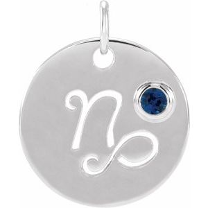 Platinum Natural Blue Sapphire Capricorn Zodiac Pendant Siddiqui Jewelers