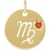 14K Yellow Natural Spessartite Garnet Virgo Zodiac Pendant Siddiqui Jewelers