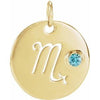 14K Yellow Natural Blue Zircon Scorpio Zodiac Pendant Siddiqui Jewelers