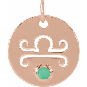 14K Rose Natural Green Chrysoprase Libra Zodiac Pendant Siddiqui Jewelers