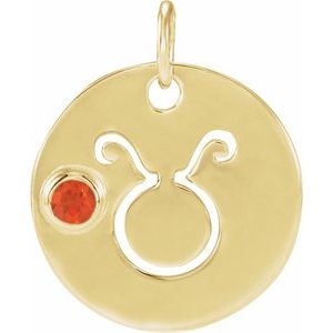 14K Yellow Natural Mexican Fire Opal Taurus Zodiac Pendant Siddiqui Jewelers