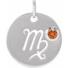 Platinum Natural Spessartite Garnet Virgo Zodiac Pendant Siddiqui Jewelers