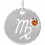 14K White Natural Spessartite Garnet Virgo Zodiac Pendant Siddiqui Jewelers