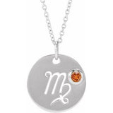 Platinum Natural Spessartite Garnet Virgo Zodiac 16-18" Necklace Siddiqui Jewelers