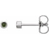 Platinum 2 mm Round Natural Green Tourmaline Micro Bezel Single Stud Earring Siddiqui Jewelers