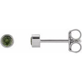 Platinum 2.5 mm Round Natural Green Tourmaline Micro Bezel Single Stud Earring Siddiqui Jewelers