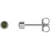 14K White 2.5 mm Round Natural Green Tourmaline Micro Bezel Single Stud Earring Siddiqui Jewelers