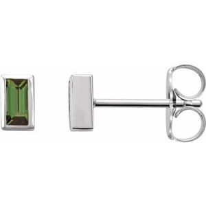 Sterling Silver Natural Green Tourmaline Bezel-Set Earrings Siddiqui Jewelers