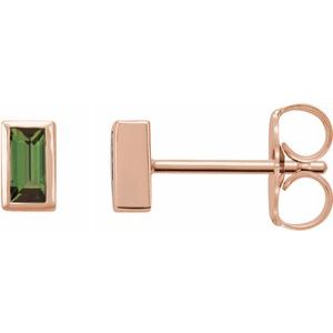 14K Rose Green Tourmaline Bezel-Set Earrings-Siddiqui Jewelers