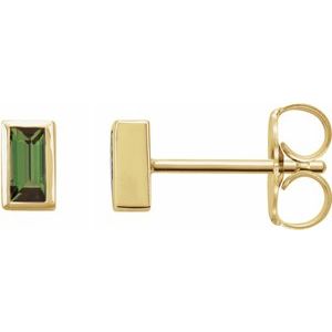 14K Yellow Green Tourmaline Bezel-Set Earrings-Siddiqui Jewelers