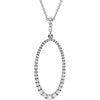 14K White 5/8 CTW Diamond Oval Silhouette 18" Necklace - Siddiqui Jewelers