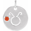 14K White Natural Mexican Fire Opal Taurus Zodiac Pendant Siddiqui Jewelers