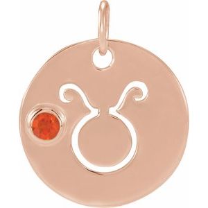 14K Rose Natural Mexican Fire Opal Taurus Zodiac Pendant Siddiqui Jewelers