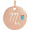 14K Rose Natural Blue Zircon Scorpio Zodiac Pendant Siddiqui Jewelers