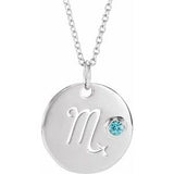 Sterling Silver Natural Blue Zircon Scorpio Zodiac 16-18" Necklace Siddiqui Jewelers