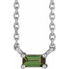 Sterling Silver Natural Green Tourmaline Solitaire 18" Necklace-Siddiqui Jewelers