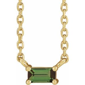 14K Yellow Natural Green Tourmaline Solitaire 18" Necklace-Siddiqui Jewelers