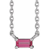 14K White Natural Pink Tourmaline Solitaire 18" Necklace-Siddiqui Jewelers