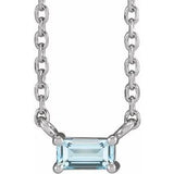 14K White Natural Sky Blue Topaz Solitaire 18" Necklace-Siddiqui Jewelers