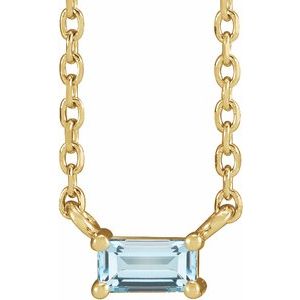 14K Yellow Natural Sky Blue Topaz Solitaire 18" Necklace-Siddiqui Jewelers