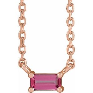 14K Rose Natural Pink Tourmaline Solitaire 18" Necklace-Siddiqui Jewelers