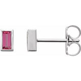 Platinum Natural Pink Tourmaline Bezel-Set Earrings Siddiqui Jewelers