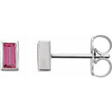 14K White Pink Tourmaline Bezel-Set Earrings-Siddiqui Jewelers