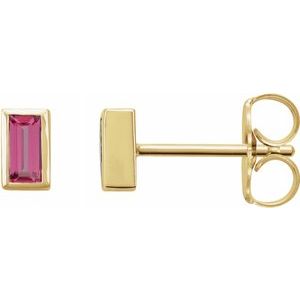 14K Yellow Pink Tourmaline Bezel-Set Earrings-Siddiqui Jewelers