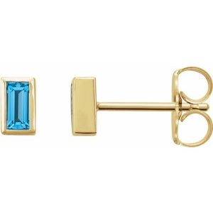 14K Yellow Natural Swiss Blue Topaz Bezel-Set Earrings Siddiqui Jewelers