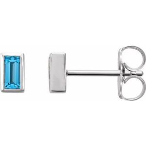 14K White Swiss Blue Topaz Bezel-Set Earrings Siddiqui Jewelers