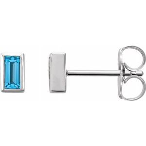 Sterling Silver Swiss Blue Topaz Bezel-Set Earrings-Siddiqui Jewelers