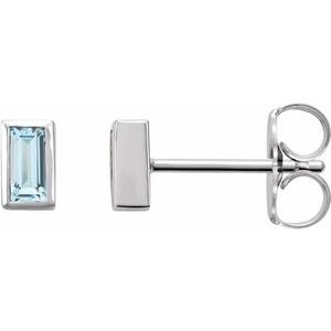 14K White Natural Sky Blue Topaz Bezel-Set Earrings Siddiqui Jewelers
