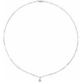 14K White 1/6 CT Natural Diamond Micro Bezel-Set 18" Necklace-Siddiqui Jewelers