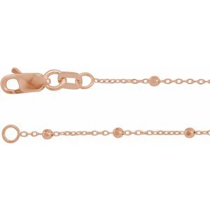 14K Rose .85 mm Faceted Beaded Cable 7" Chain Siddiqui Jewelers