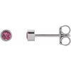 14K White 2.5 mm Round Natural Pink Tourmaline Micro Bezel Single Stud Earring Siddiqui Jewelers