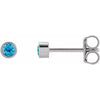 Platinum 2 mm Round Natural Swiss Blue Topaz Micro Bezel-Set Earrings Siddiqui Jewelers