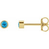 14K Yellow 2.5 mm Round Natural Swiss Blue Topaz Micro Bezel Single Stud Earring Siddiqui Jewelers