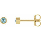 14K Yellow 2.5 mm Round Natural Sky Blue Topaz Micro Bezel Single Stud Earring Siddiqui Jewelers