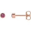 14K Rose 2.5 mm Round Natural Pink Tourmaline Micro Bezel Single Stud Earring Siddiqui Jewelers