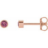 14K Rose 2 mm Round Natural Pink Tourmaline Micro Bezel Single Stud Earring Siddiqui Jewelers