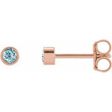 14K Rose 2.5 mm Round Natural Sky Blue Topaz Micro Bezel Single Stud Earring Siddiqui Jewelers