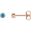 14K Rose 2.5 mm Round Natural Swiss Blue Topaz Micro Bezel-Set Earrings Siddiqui Jewelers