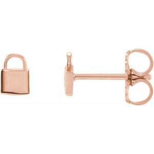 14K Rose Petite Lock Earrings Siddiqui Jewelers