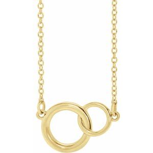 14K Yellow 15.5x9.7 mm Interlocking Circle 16-18" Necklace-Siddiqui Jewelers