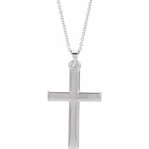 14K White Cross Necklace -Siddiqui Jewelers